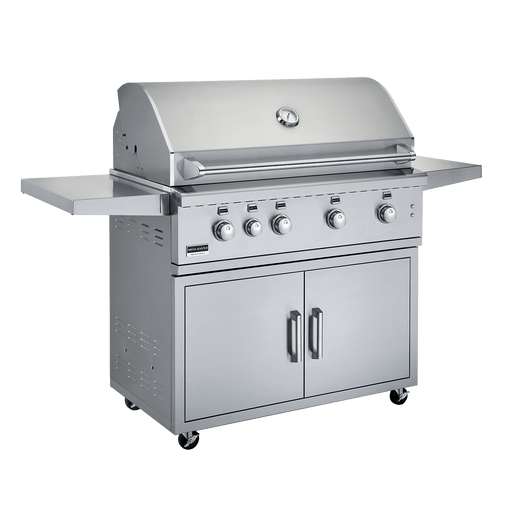 Broilmaster Freestanding Grill Broilmaster 42" Freestanding BBQ Gas Grill - 4 Bow Tie burners - 18,000 BTUs each - 2 Doors - 2 Fold-Down Side Shelves