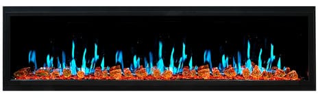 Litedeer Electric Fireplace Latitude 75" Smart Built-in Electric Fireplace with Amber Glass Crackling Sounds - ZEF75VA