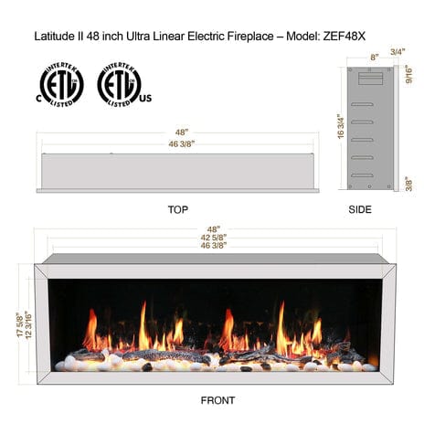 Litedeer Electric Fireplace Litedeer Gloria II 48" Smart Wall Mounted Electric Fireplace with wifi ,Silver White - ZEF48XS