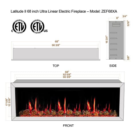 Litedeer Electric Fireplace Litedeer Gloria II 68-in Smart Control Electric Fireplace with App Wifi Enabled - 68 inch White Fireplace - ZEF68XAW