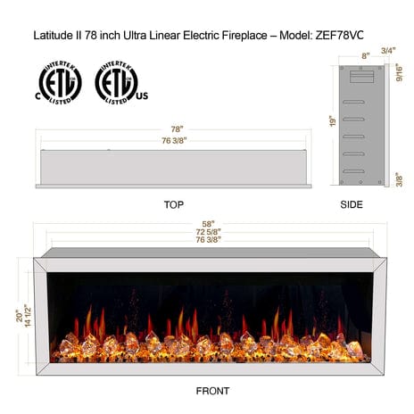 Litedeer Electric Fireplace Litedeer Gloria II 78-in Smart Control Electric Fireplace Wifi Enabled (Seamless Wall Mounted) - ZEF78VAW, White