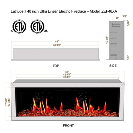 Litedeer Electric Fireplace Litedeer Homes Gloria II 48-in Smart Control Electric Fireplace with App - White Fireplace - ZEF48XCW