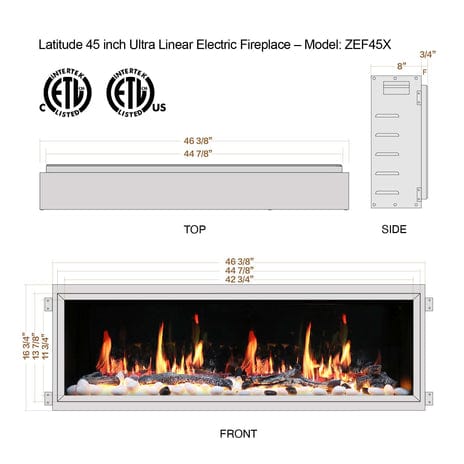 Litedeer Electric Fireplace Litedeer Latitude 45" Ultra Linear Electric Fireplace with Smart App - ZEF45X Black