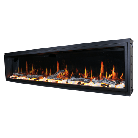 Litedeer Electric Fireplace Litedeer Latitude 75" Smart Built-in Linear Electric Fireplace with App Crackling Sounds - ZEF75V,Black