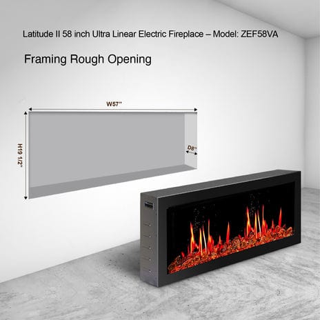 Litedeer Electric Fireplace Litedeer Latitude II 58-in Smart Control Electric Fireplace with Fire Crackling Sounds Reflective Amber Glass Included - ZEF58VAW