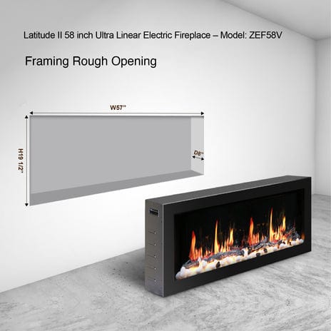Litedeer Electric Fireplace Litedeer Latitude II 58" Wall Mounted Electric Fireplace with App - ZEF58V,Black