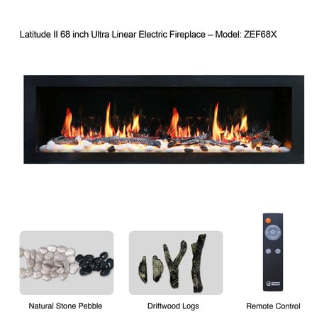 Litedeer Electric Fireplace Litedeer Latitude II 68" Smart Wall Mounted Electric Fireplace with App - ZEF68X,Black