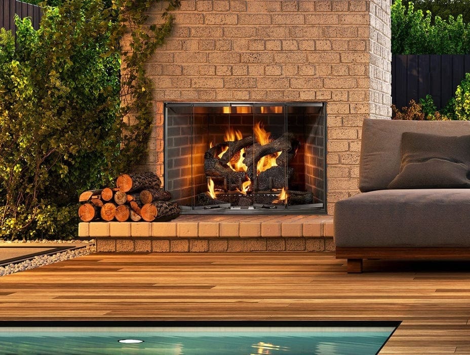 Outdoor Lifestyle Outdoor Fireplace Outdoor Lifestyle - Cottagewood 42" Outdoor Wood-Burning Fireplace with Gray Herringbone refractory - ODCTGWD-42H