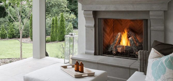 Outdoor Lifestyle Outdoor Fireplace Outdoor Lifestyle - Courtyard 36" outdoor traditional fireplace with IntelliFire ignition, single-sided, premium herringbone interior - ODCOUG-36PH