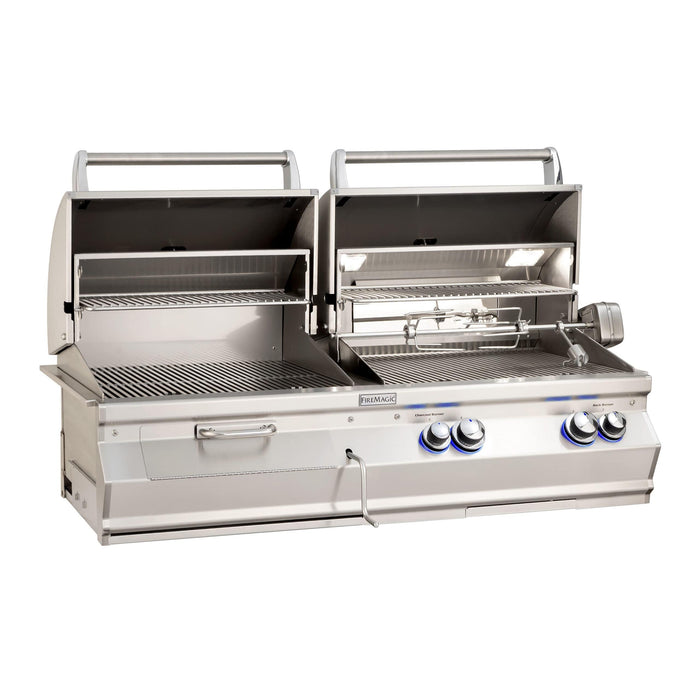 Fire Magic Built-In Grill Fire Magic - Aurora A830i Gas/ Charcoal Combo Built-In Grill With Analog Thermometer - Natural Gas / Liquid Propane