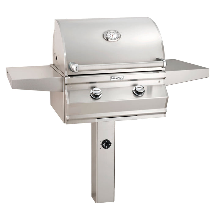Fire Magic Ground Post Mount Grill Fire Magic - Choice C430s In Ground Post Mount Grill 24" with Analog Thermometer and 1-Hour Timer on Post