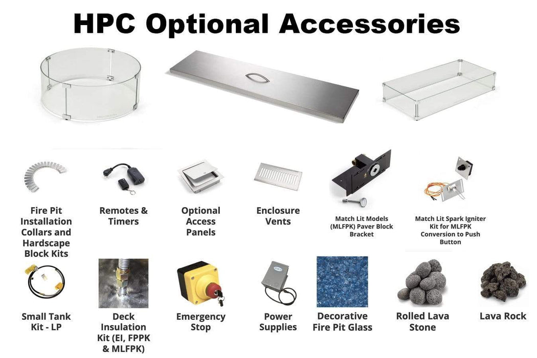 HPC Fire Pit Insert HPC Ready To Finish Kits - 60" x 24" Rectangle Enclosure Interlink Burner