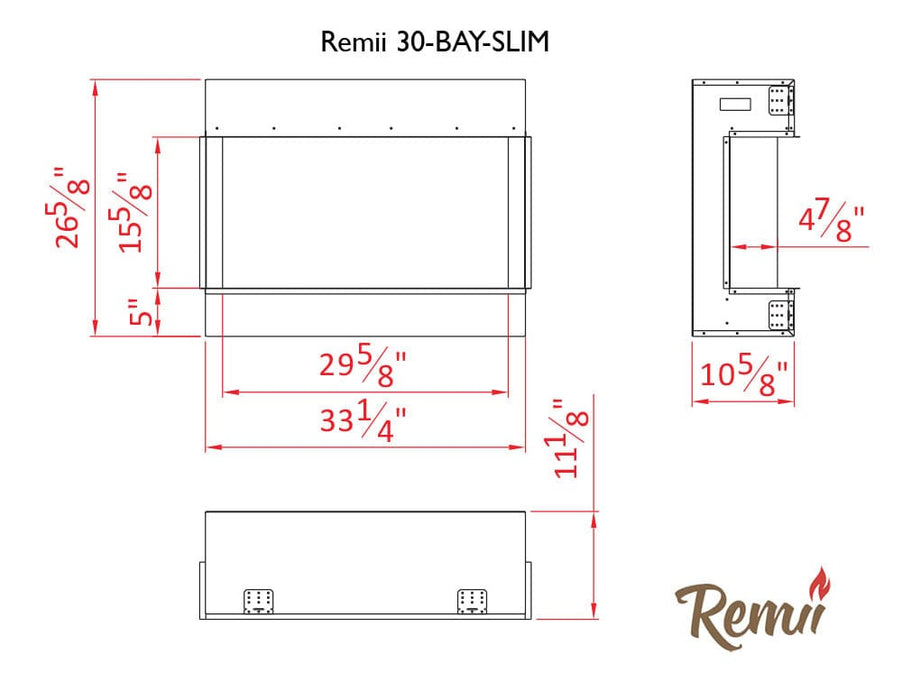 Remii Electric Fireplace 30-BAY-SLIM – 3 Sided Electric Fireplace by Remii
