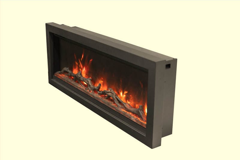 Remii Electric Fireplace 88″ Black Semi-Flush Mount Surround by Remii