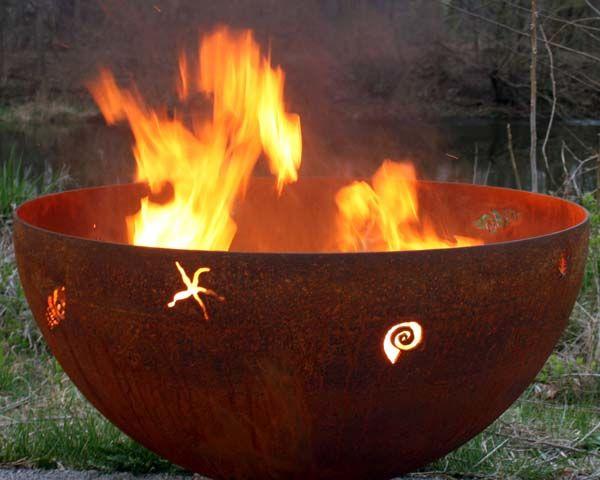 The Fire Pit Gallery Fire Bowl The Fire Pit Gallery - A Walk on the Beach Firebowl Fire Pit - Flat Steel Base Electronic Ignition, Match Lit & Wood Burning