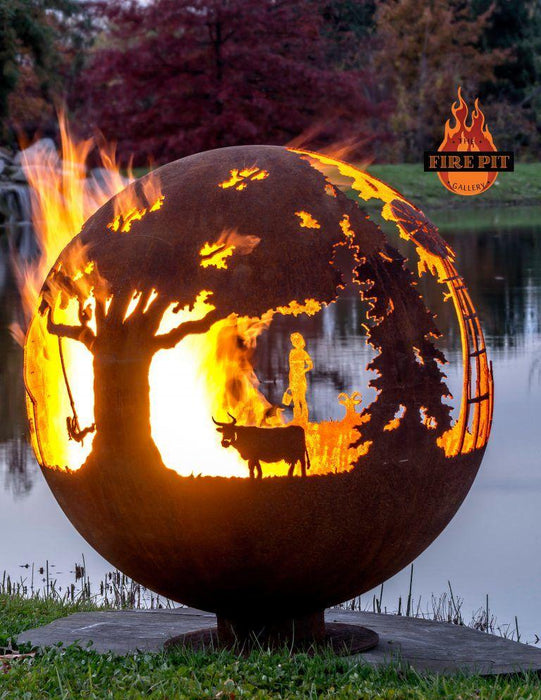 The Fire Pit Gallery Fire Pit Spheres The Fire Pit Gallery - Appel Crisp Farms Farm Sphere Electronic Ignition, Match Lit & Wood Burning