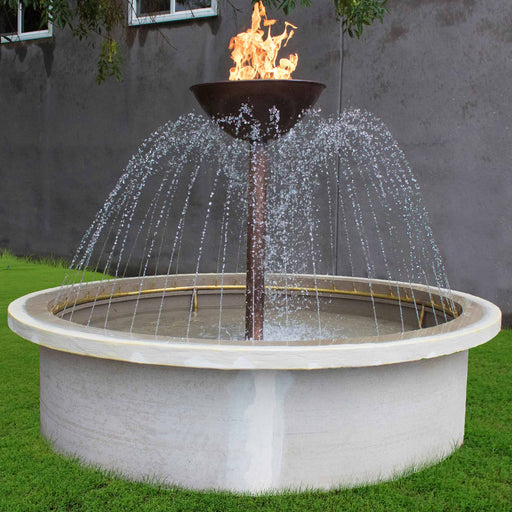 The Outdoor Plus Copper Fire & Water Fountain 60" Osiris Square 4-Way Spill Copper Fire & Water Fountain - Raised Center Fire Column - Low Voltage Electronic Ignition - The Outdoor Plus