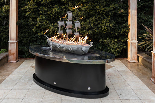 The Outdoor Plus Fire Pit 72" La Pinta Fire Table - Stainless Steel Top & Powder Coated Base - Match Lit -  Commercial Grade & CSA Certified