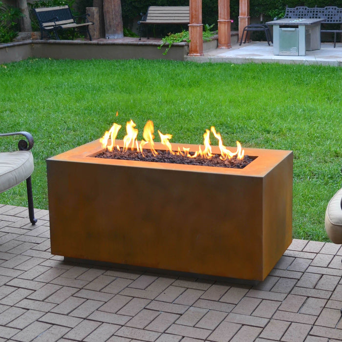 The Outdoor Plus Fire Pit Corten Steel / 48" x 24" x 24" / Match Lit Pismo Rectangular Fire Pit -  Metal Collection - Commercial Grade & CSA Certified