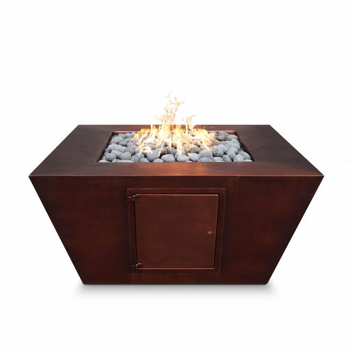 The Outdoor Plus Fire Pit Hammered Patina Copper / 36" D x 24" H / Match Lit Redan Square Fire Pit -  Commerical Grade & CSA Certified
