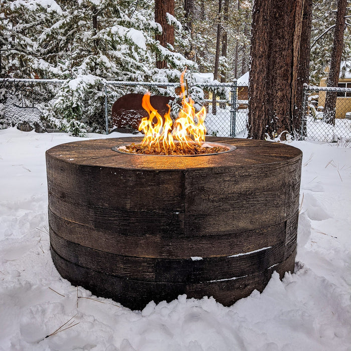 The Outdoor Plus Fire Pit Sequoia Wood Grain GFRC Concrete Round Fire Pit -  Commercial Grade & CSA Certified