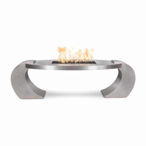 The Outdoor Plus Fire Table 86" Vernon Stainless Steel Fire Pit - Match Lit -  Commercial Grade & CSA Certified