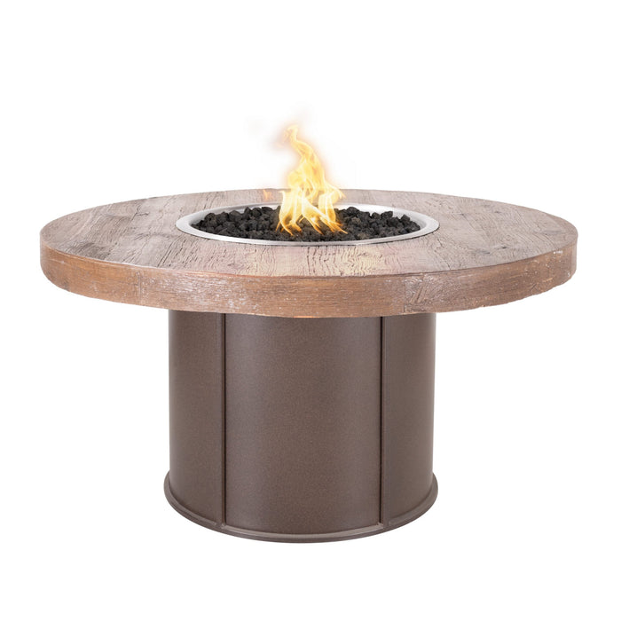 The Outdoor Plus Fire Table Fresno Steel & Wood Grain GFRC Concrete Fire Table -  Commercial Grade & CSA Certified