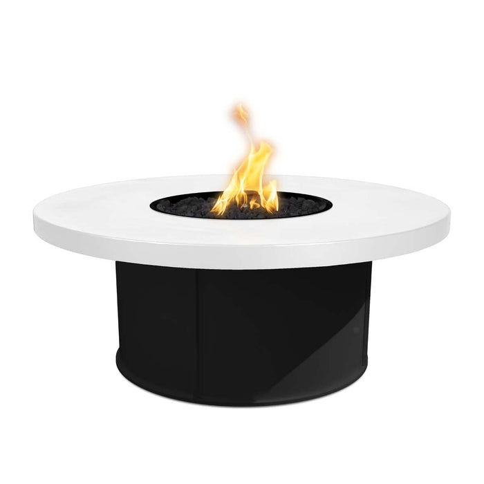 The Outdoor Plus Fire Table Metal Black & White Powder Coat / 36" D x 20" H / Match Lit Mabel Round Fire Table -  Commercial Grade & CSA Certified