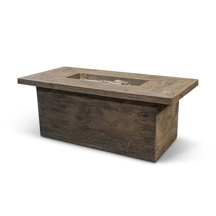 The Outdoor Plus Fire Table The Grove Wood Grain GFRC Concrete Rectangular Fire Table -  Commercial Grade & CSA Certified