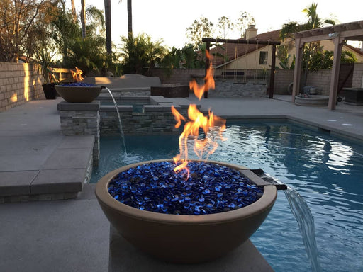 The Outdoor Plus Fire & Water Bowl 27" GFRC Concrete / Match Lit Sedona Commercial Grade CSA Certified Fire & Water Bowl