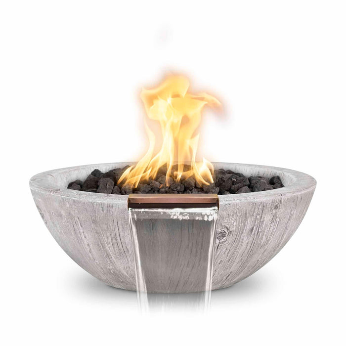 The Outdoor Plus Fire & Water Bowl 27" GFRC Wood Grain / Match Lit Sedona Commercial Grade CSA Certified Fire & Water Bowl