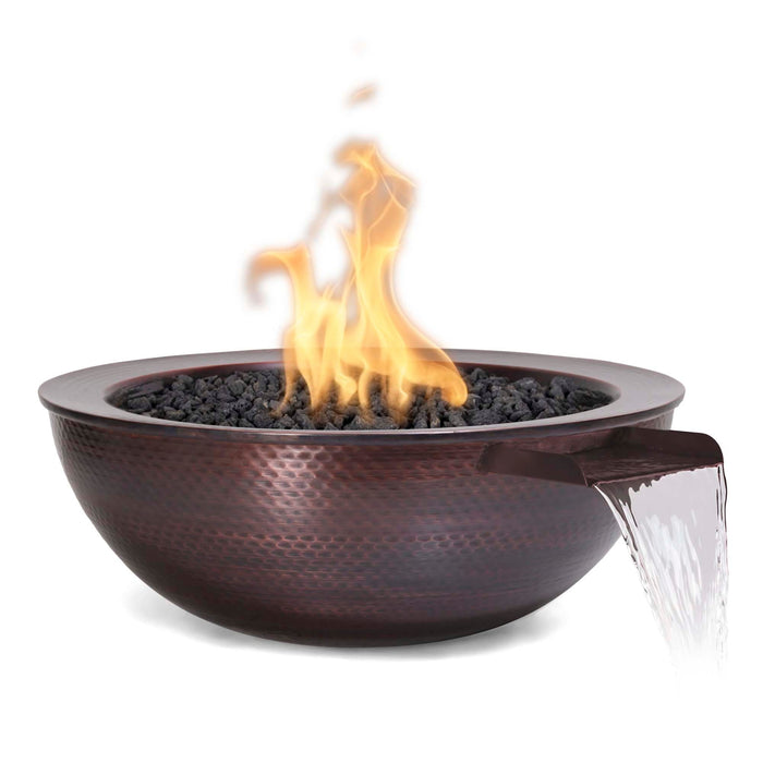 The Outdoor Plus Fire & Water Bowl 27" Hammered Patina Copper / Match Lit Sedona Commercial Grade CSA Certified Fire & Water Bowl