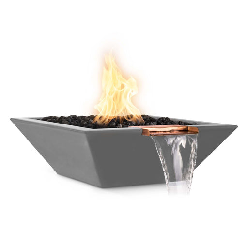 The Outdoor Plus Fire & Water Bowl GFRC Concrete / 24" / Match Lit Maya Square Commerical Grade CSA Certified Fire & Water Bowl