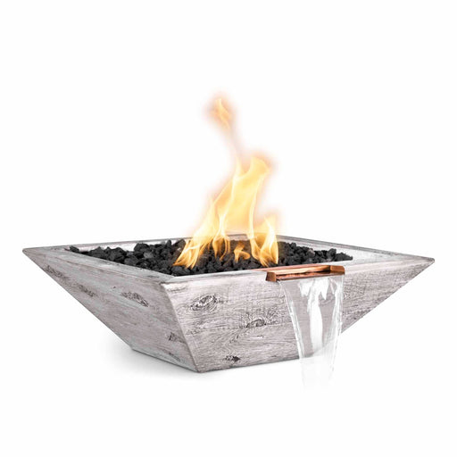 The Outdoor Plus Fire & Water Bowl GFRC Wood Grain / 24" / Match Lit Maya Square Commerical Grade CSA Certified Fire & Water Bowl