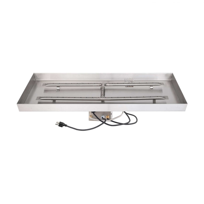 The Outdoor Plus Pan & Burner Kit Rectangular Lipless Drop-in Pan & Stainless Steel 'H' Burner - Match Lit, Spark or Electronic Ignition - The Outdoor Plus