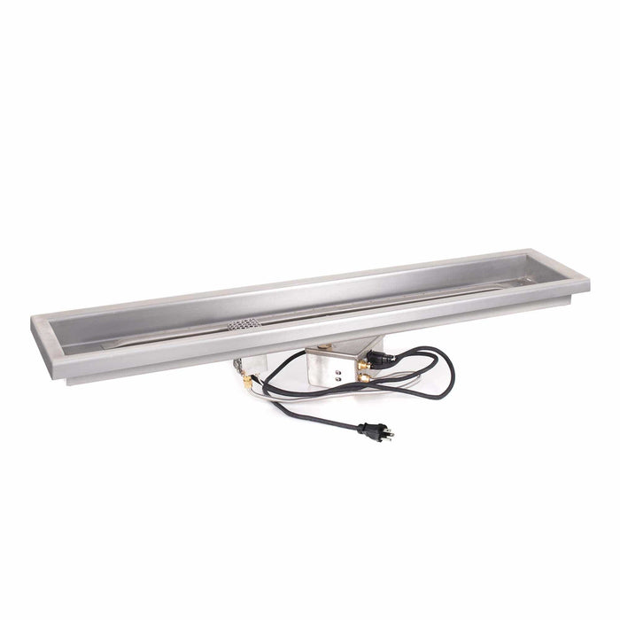 The Outdoor Plus Pan & Burner Kit Rectangular Raised Lip Drop-in Pan & Stainless Steel Linear Burner - Match Lit, Spark or Electronic Ignition - The Outdoor Plus
