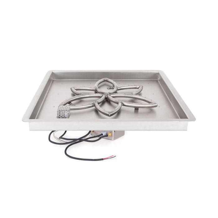The Outdoor Plus Pan & Burner Kit Square Drop-in Pan & Lotus Stainless Steel Burner - Match Lit, Spark or Electronic Ignition - The Outdoor Plus