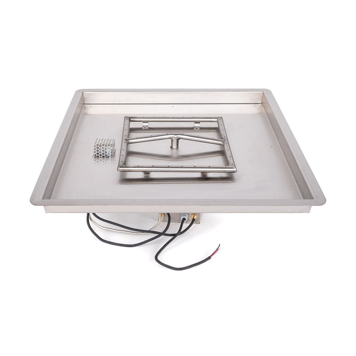 The Outdoor Plus Pan & Burner Kit Square Drop-in Pan & Square Stainless Steel Burner - Match Lit, Spark or Electronic Ignition - The Outdoor Plus