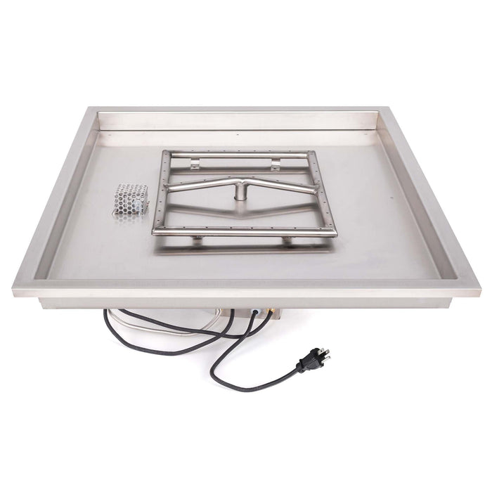 The Outdoor Plus Pan & Burner Kit Square Raised Lip Drop-in Pan & Stainless Steel Square Burner - Match Lit, Spark or Electronic Ignition - The Outdoor Plus