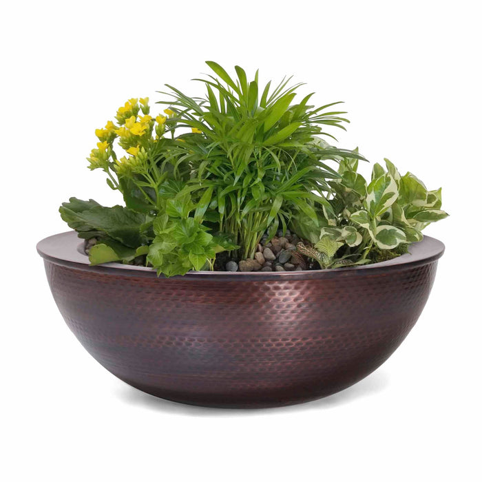 The Outdoor Plus Planter Bowl 27" Hammered Patina Copper Sedona Planter Bowl